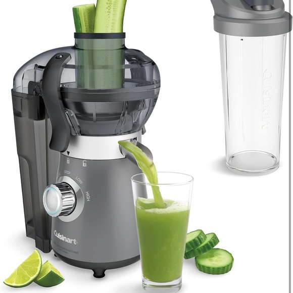 Cuisinart Gray Slow-Press Juicer with Clear Cup and Green Juice - Picture 2 of 3